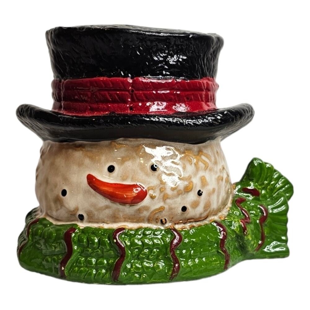 Yankee Candle Ceramic Stoneware Snowman w/ Top Hat Tealight Votive Holder 2012